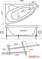 Ванна Triton НИКОЛЬ ГИДРОМАССАЖНАЯ 160X100R ЛЮКС (20947)