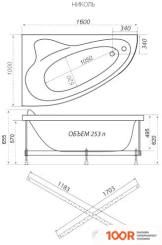Ванна Triton НИКОЛЬ 160X100 L СТАНДАРТ FLAT (С ГИДРОМАССАЖЕМ) (20927)