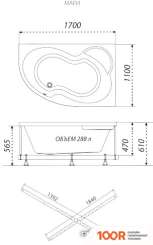 Ванна Triton МАРИ 170X110 R КОМФОРТ FLAT (С ГИДРОМАССАЖЕМ) (20879)