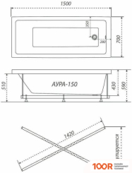Ванна Triton АУРА ГИДРОМАССАЖНАЯ 150Х70 РЕЛАКС (20652)
