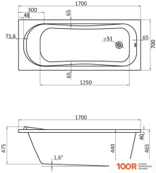 Ванна Santek ТЕНЕРИФЕ 170X70 (С КАРКАСОМ И ЭКРАНОМ) (20530)