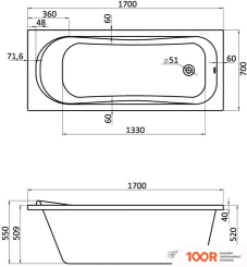 Ванна Santek ТЕНЕРИФЕ 150X70 1WH302213 (С КАРКАСОМ И ЭКРАНОМ) (20527)