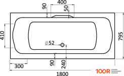 Ванна Santek КОРСИКА 180X80 1WH111981 (С КАРКАСОМ И ЭКРАНОМ) (20507)