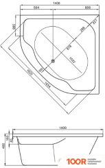 Ванна Santek КАРИБЫ 140X140 (С КАРКАСОМ И ЭКРАНОМ) (20502)