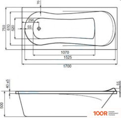 Ванна Roca UNO 170X75 (С КАРКАСОМ) (20446)