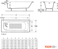 Ванна Roca CONTINENTAL 100X70 A211507001 (20389)