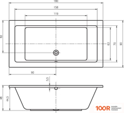 Ванна Riho LUSSO 180X90 (С НОЖКАМИ) (20252)