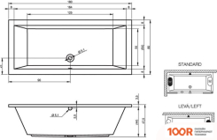 Ванна Riho LUSSO 180X80 BA98005 (С НОЖКАМИ И ЭКРАНОМ) (20251)