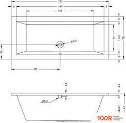 Ванна Riho LUSSO 160X70 BA57005 (С НОЖКАМИ И ЭКРАНОМ) (20245)