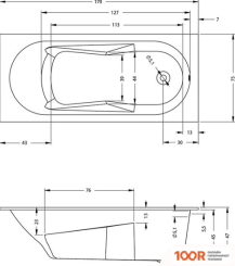 Ванна Riho LAZY 170Х75 (БЕЗ НОЖЕК) (20196)