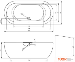 Ванна Riho DUA 180X86 (ЧЕРНЫЙ, АЭРОМАССАЖ + ХРОМОТЕРАПИЯ) (20167)