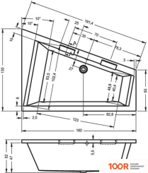 Ванна Riho DOPPIO 180X130L BA9100500000000 (БЕЗ НОЖЕК) (20162)