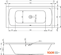 Ванна Riho DOLA S 170X75 (С КАРКАСОМ) (20157)