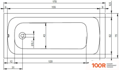Ванна Riho DOLA 170X75 BB31 (С НОЖКАМИ) (20153)