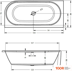 Ванна Riho DESIRE CORNER 184X84R BD06 (С НОЖКАМИ) (20147)