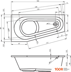 Ванна Riho DELTA 160X80R (С НОЖКАМИ) (20144)