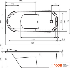 Ванна Riho COLUMBIA 160X75 (С НОЖКАМИ) (20133)