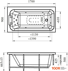 Ванна Radomir ХЕЛЬГА 2 170X90 1-01-2-0-9-045К (ХРОМ) (20060)