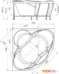 Ванна Radomir ФИЛАДЕЛЬФИЯ 168X168 1-01-3-0-1-042К (СИФОН ЗОЛОТО) (20056)