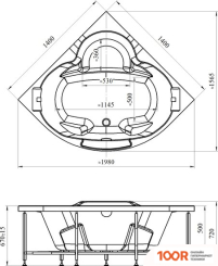 Ванна Radomir СОРРЕНТО 2 140X140 1-01-3-0-9-038К (ЗОЛОТОЙ СЛИВ) (20032)