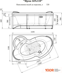 Ванна Radomir ИРМА РЕЛАКС 169X110 С ПОЛОТЕНЦЕДЕРЖАТЕЛЕМ 2-80-2-2-0-217 (С ГИДРОМАССАЖЕМ, ПРАВЫЙ) (19895)