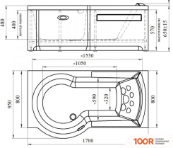 Ванна Radomir ВАЛЕНСИЯ 170X95R 1-01-4-2-9-021К (СИФОН БРОНЗА) (19852)