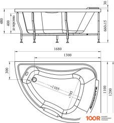 Ванна Radomir АЛЬБЕНА 168X120L 1-01-3-1-1-015К (БЕЛЫЙ, ЗОЛОТО) (19833)