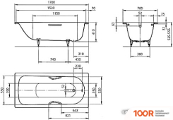 Ванна Kaldewei SANIFORM PLUS STAR 335 170X70 (С РУЧКАМИ И НОЖКАМИ) (19741)