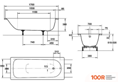 Ванна Kaldewei EUROWA 170X70 (С НОЖКАМИ) (19704)