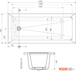 Ванна Jaquar FONTE 170X75 JBT-WHT-FONT170X (19671)