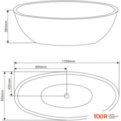 Ванна Grossman GR-1701 170X80 (С КАРКАСОМ И СИФОНОМ) (19599)