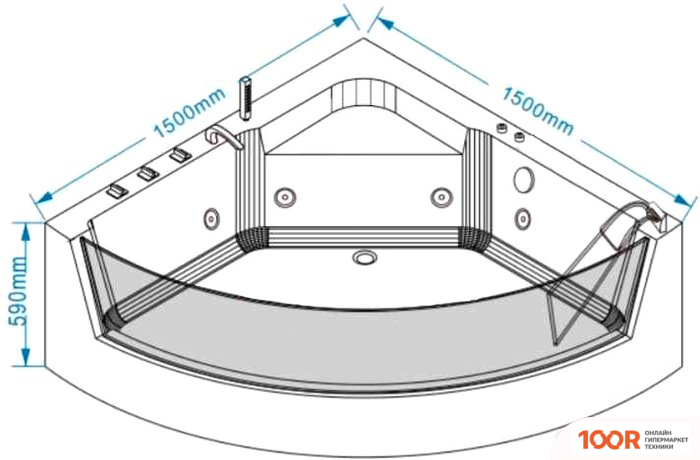 Ванна Grossman GR-15000-1 150X150 (С КАРКАСОМ И ГИДРОМАССАЖЕМ) (19590)