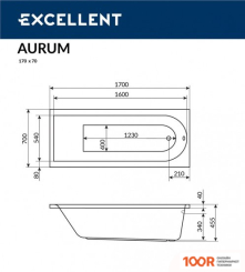 Ванна Excellent AURUM 170X70 (С НОЖКАМИ) (19500)