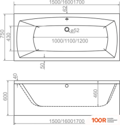 Ванна Domani-Spa CLARITY 160X75 DS02CR16075 (19449)