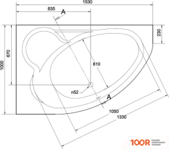 Ванна Cersanit KALIOPE 153X100 (ПРАВАЯ) (19330)