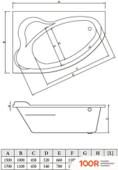 Ванна Bonito Home ROSA 150X100R (С НОЖКАМИ) (19261)