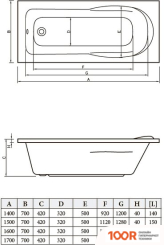 Ванна Bonito Home MALVA 150X70 (С НОЖКАМИ) (19251)