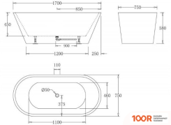 Ванна BelBagno BB61-1700-W0 (19051)