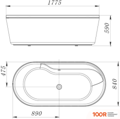 Ванна BelBagno BB14-K 177.5X84 (18993)