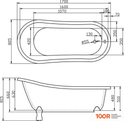 Ванна BelBagno BB04-ROS 170X80.5 (18989)