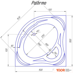 Ванна 1Марка PALERMO 150X150 (С КАРКАСОМ) (18253)