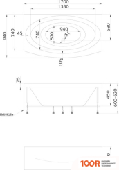 Ванна 1Марка NEGA 170X94 (С КАРКАСОМ) (18251)