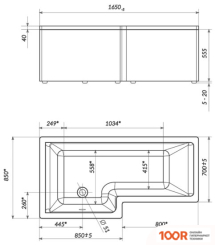 Ванна 1Марка LINEA 165X85 (ПРАВАЯ) (18230)
