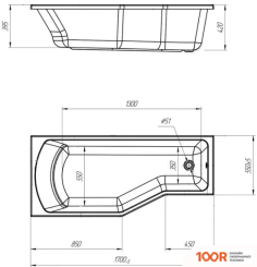 Ванна 1Марка CONVEY 170X75 (ЛЕВАЯ) (18174)