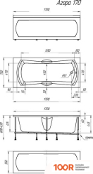 Ванна 1Марка CALYPSO 170X75 (С КАРКАСОМ И ЭКРАНОМ И РУЧКАМИ) (18160)