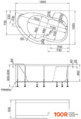 Ванна 1Марка AURA 160X105 L (С КАРКАСОМ) (18152)