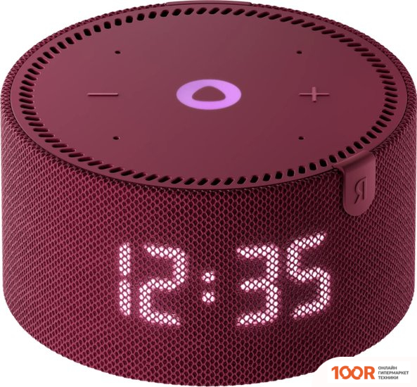 Беспроводная колонка Яндекс СТАНЦИЯ МИНИ 2 С ЧАСАМИ (КРАСНЫЙ ГРАНАТ) (12839)