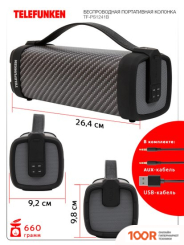 Беспроводная колонка TELEFUNKEN TF-PS1241B CARBON (12521)