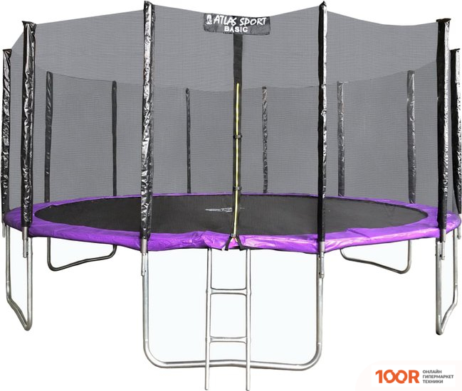 Батут Atlas Sport 490 СМ - 16FT BASIC (С ЛЕСТНИЦЕЙ, ВНЕШНЯЯ СЕТКА, СЛИВОВЫЙ) (9745)