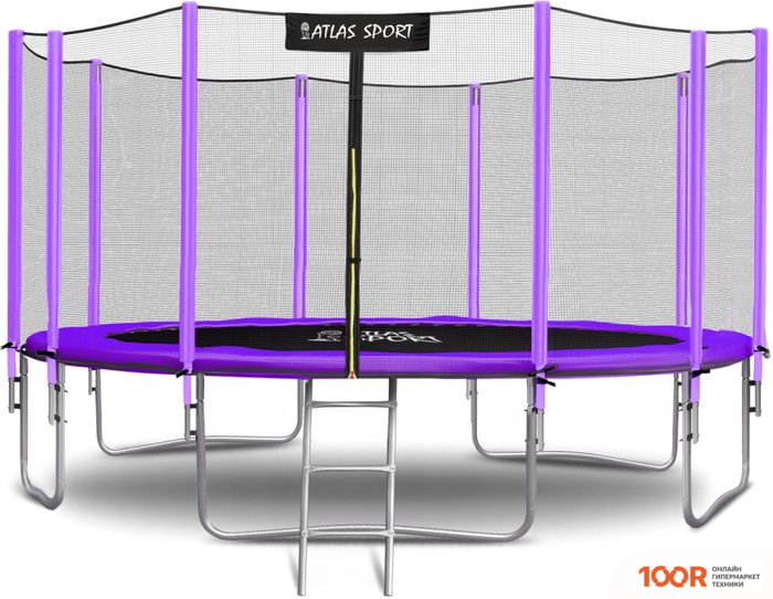 Батут Atlas Sport 465 СМ - 15FT BASIC (С ЛЕСТНИЦЕЙ, ВНЕШНЯЯ СЕТКА, СЛИВОВЫЙ) (9742)